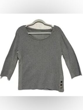 Tommy Hilfiger Gray Navy Polka Dot Knit Top